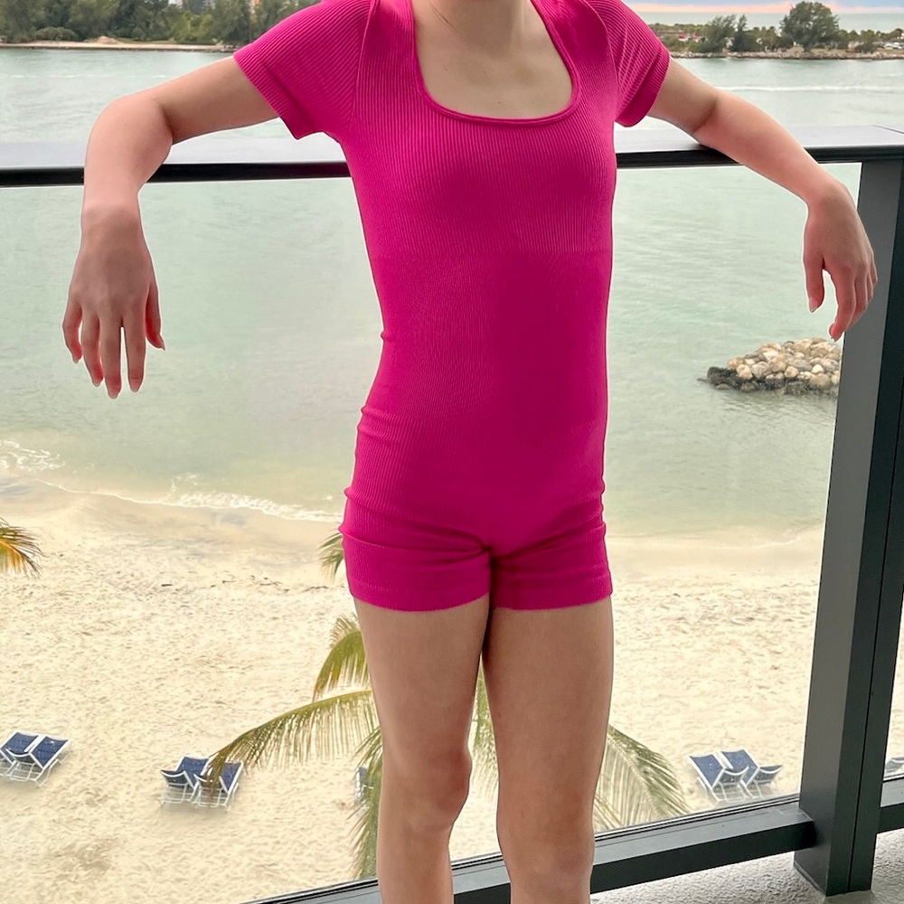 Bright Pink Short Sleeve romper
